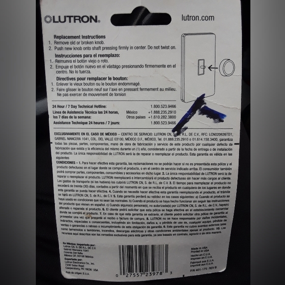 2 Lutron RK-WH Rotary Dimmer Replacement Knob, White Made in USA - Picture 3 of 3